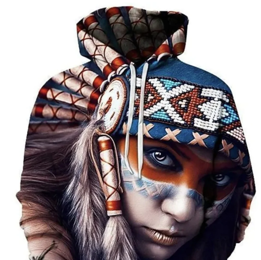 ZOOTOP BEAR Indian girl make up headdress feathers  long sleeve hoodie NWOT XL - Picture 2 of 9